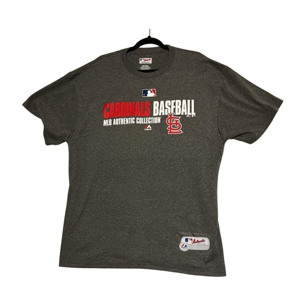 Majestic MLB Cardinals Men’s Short Sleeve T-Shirt Heather Gray Size XL